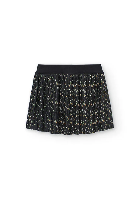 Pleated knit skirt for girls with floral print