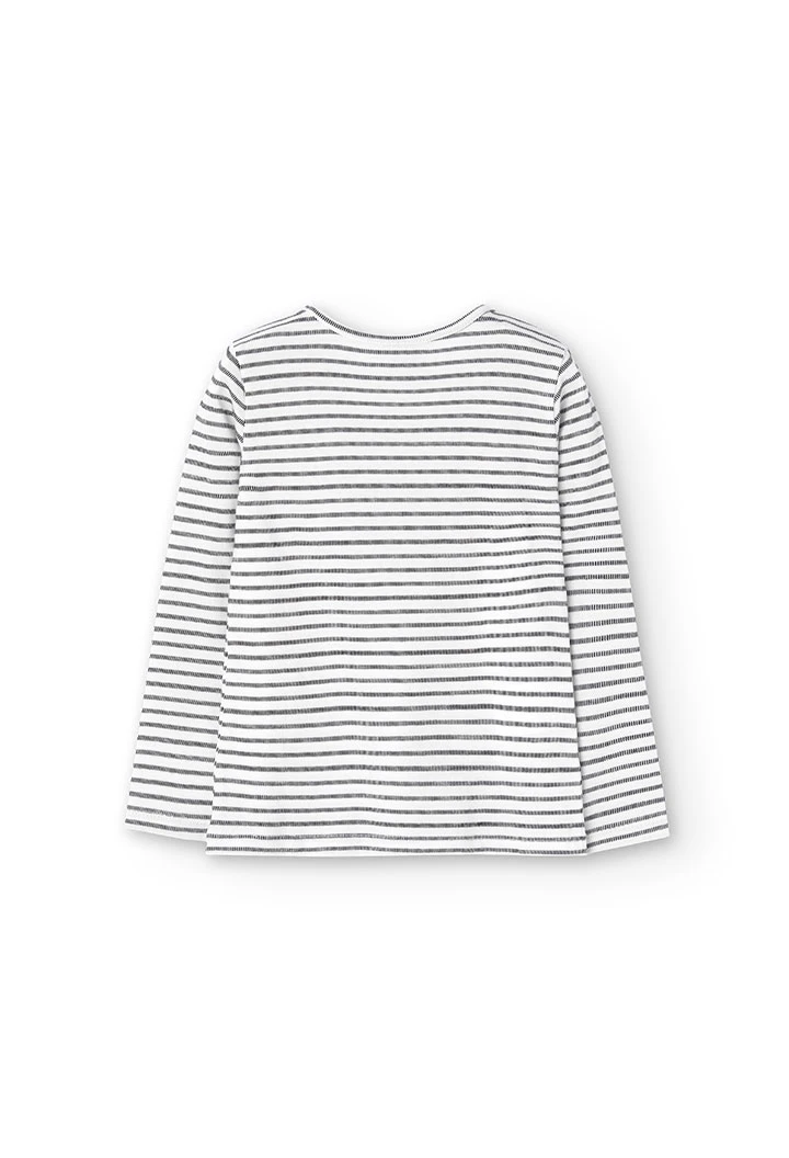 Knitted T-shirt for girl striped in black and white