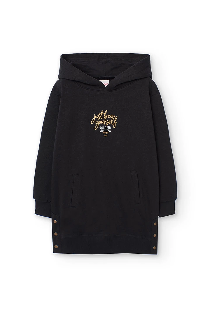 Sweatshirt de felpa flamé para menina em preto