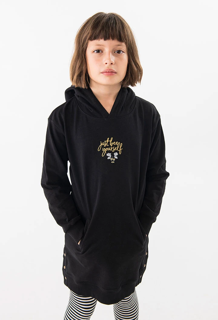 Flame fleece sweatshirt for girls in black