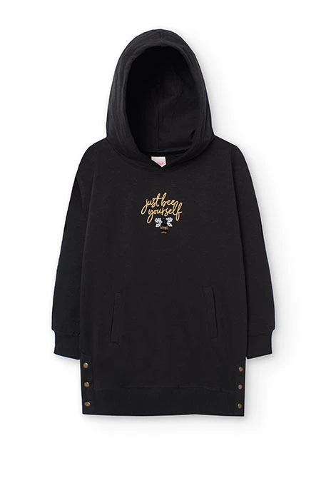 Sudadera de felpa flamé para niña en negro