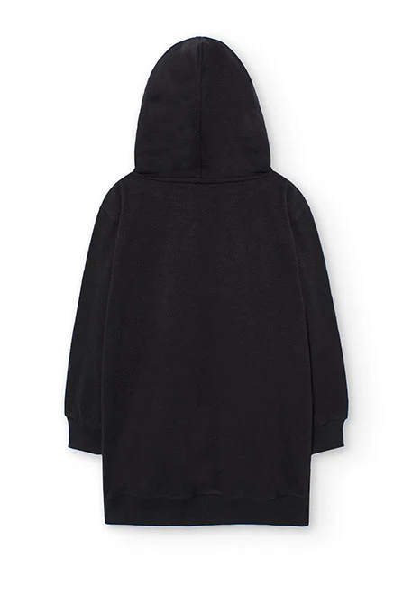 Sudadera de felpa flamé para niña en negro