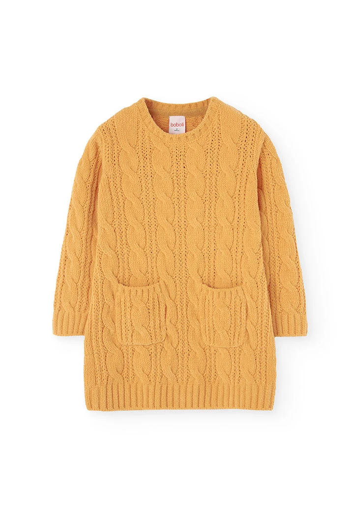 Robe en tricot pour fille en jaune