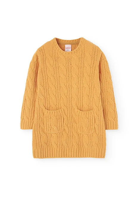 Robe en tricot pour fille en jaune