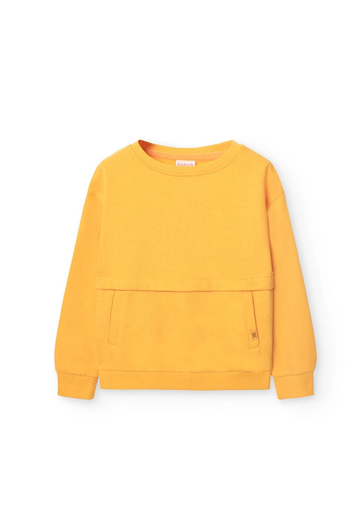 Sweatshirt de algodão para menina em amarelo