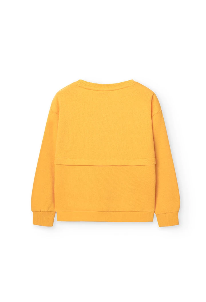 Sweatshirt de algodão para menina em amarelo