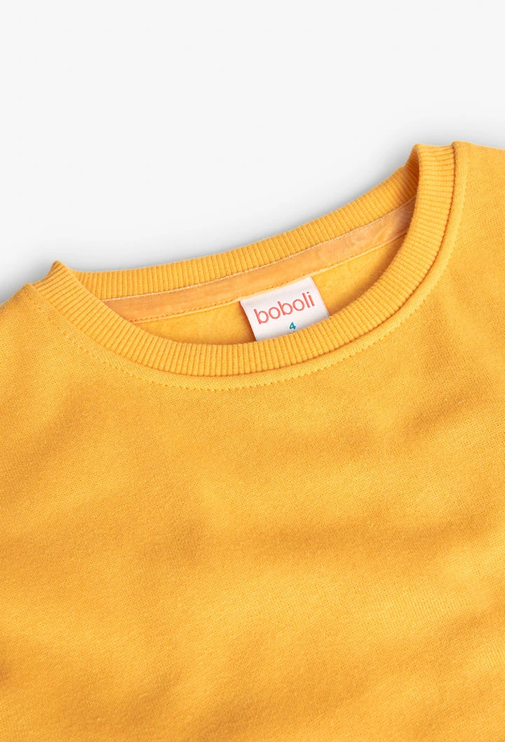 Cotton sweatshirt for girl in yellow