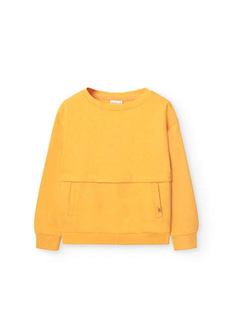 Sweatshirt de algodão para menina em amarelo