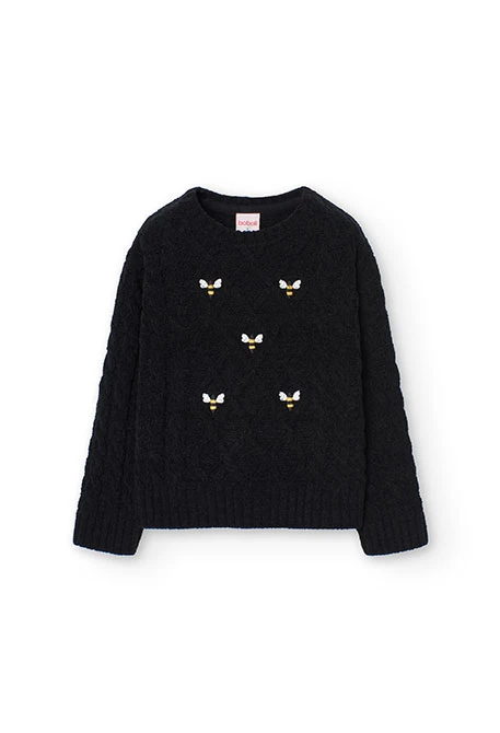 Pull en coton pour fille en noir