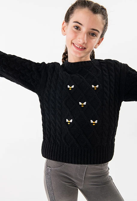 Pull en coton pour fille en noir