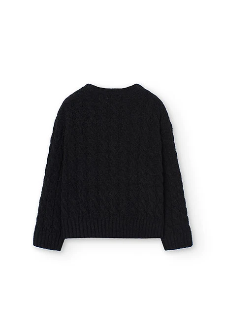 Maglione di cotone per bambina in nero