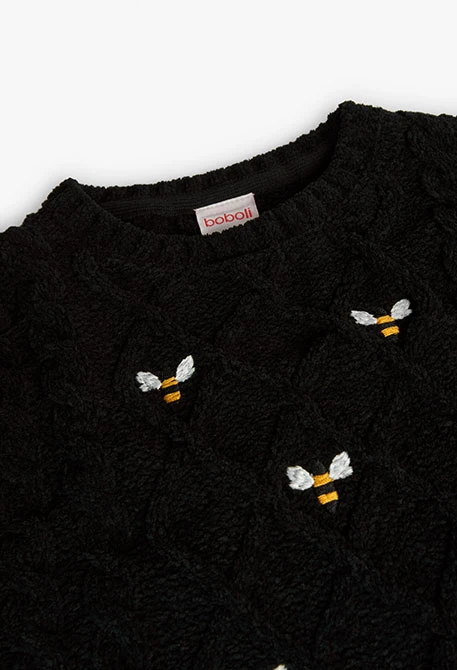 Maglione di cotone per bambina in nero