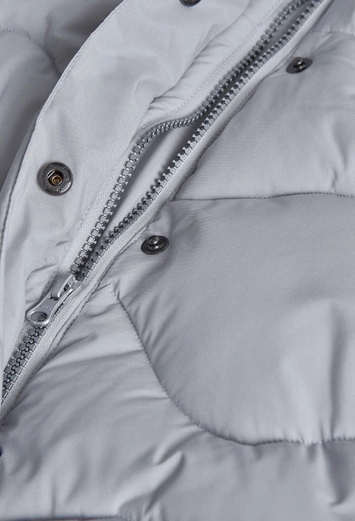 Parka bambina tessuto tecnico grigio