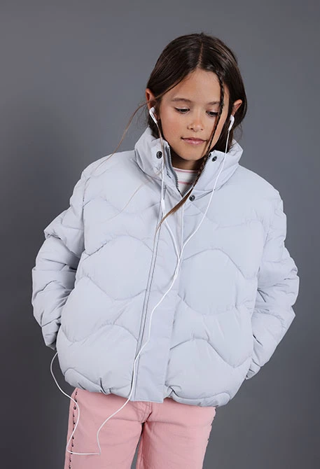 Parka menina tecido técnico cinza