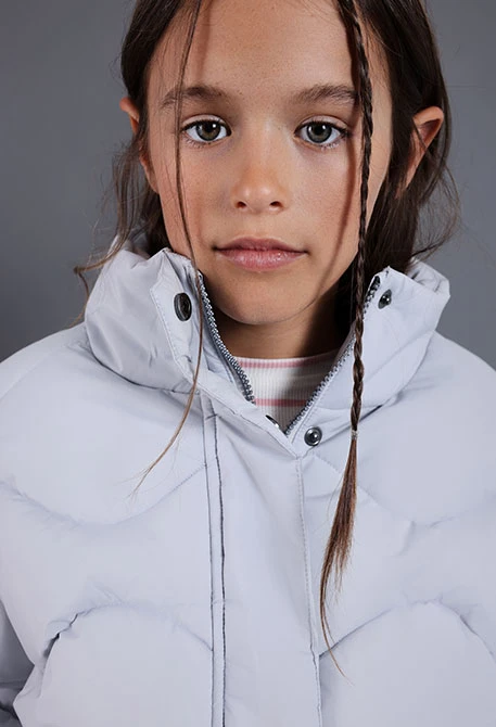 Parka bambina tessuto tecnico grigio