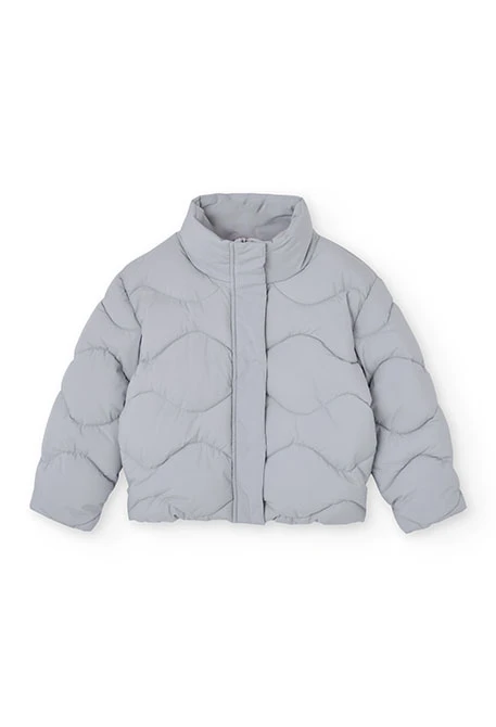 Parka fille tissu technique gris