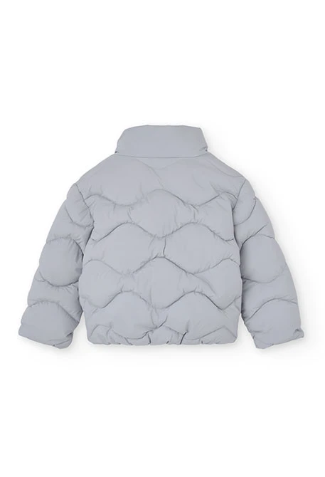 Parka bambina tessuto tecnico grigio