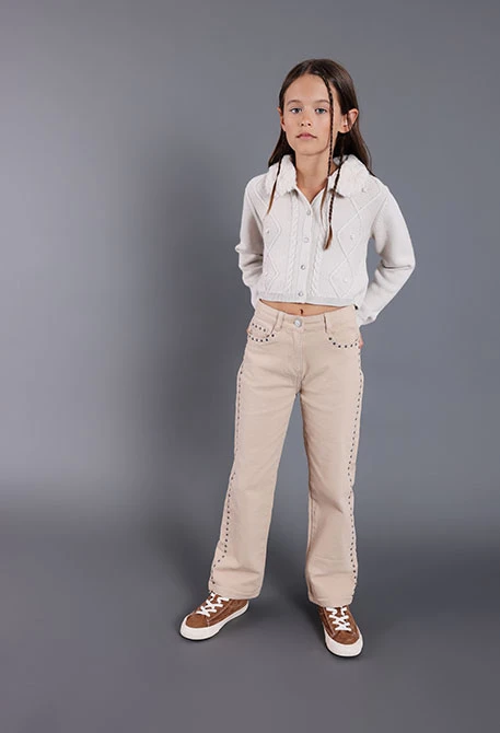 Pantaloni bambina beige