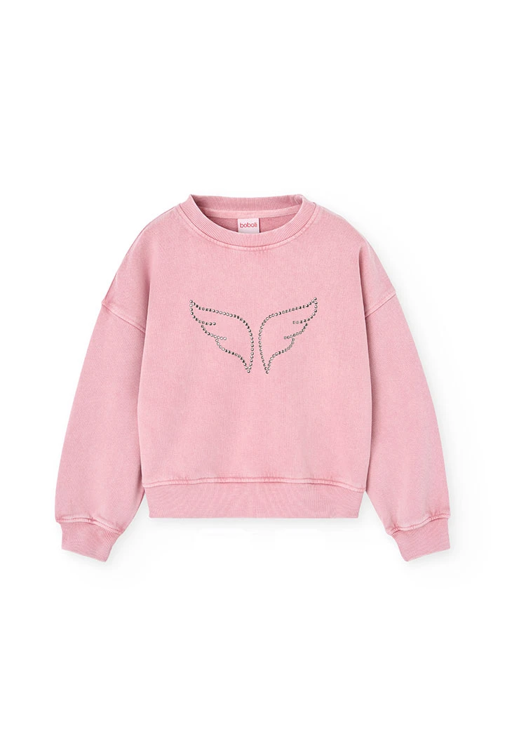 Sweatshirt fille polaire rose