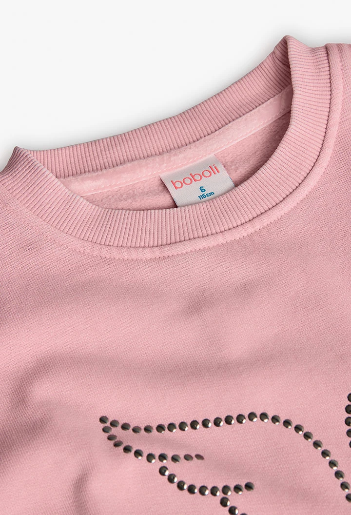 Sweatshirt fille polaire rose