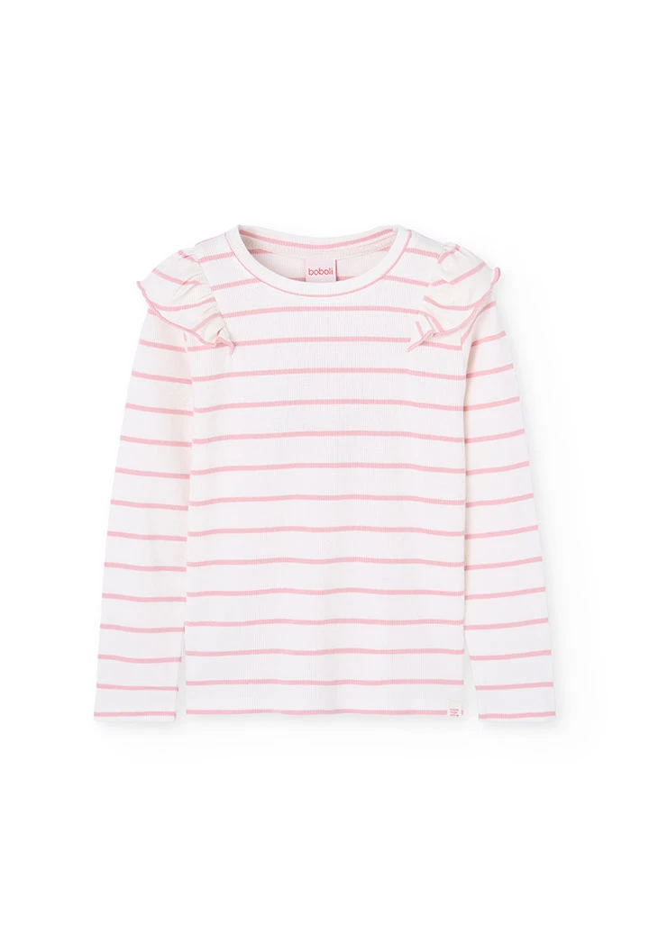 T-shirt fille en maille rose