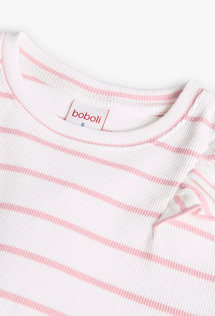T-shirt fille en maille rose