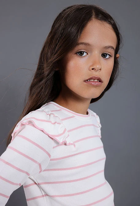 Maglietta bambina in maglia rosa