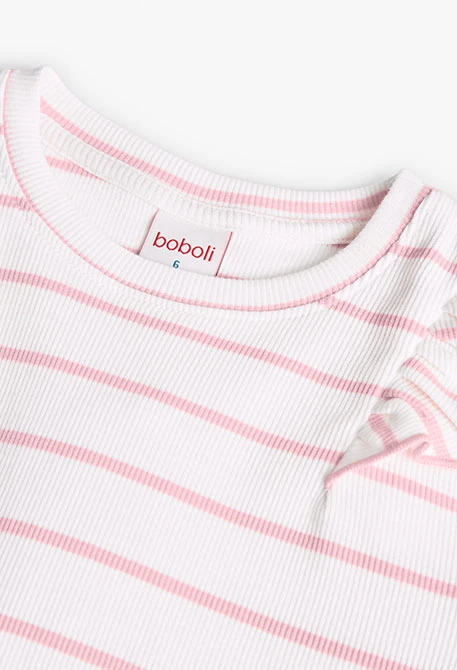 T-shirt fille en maille rose