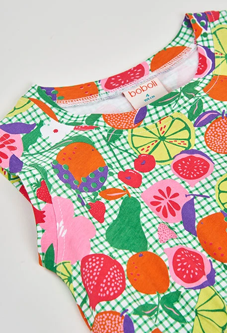 Kleid mit Früchtemuster aus Strickstoff