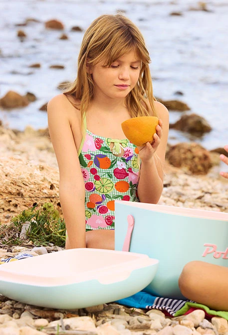 Banyador nena estampat de fruites UPF50+