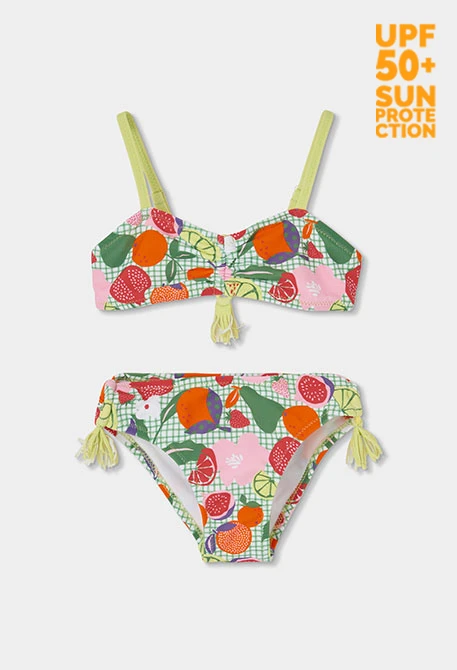 Fruchtgemustertes Bikini für Mädchen UPF50+