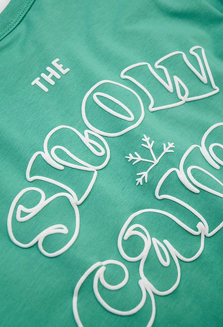 Girl\'s green snowflake print knitted T-shirt