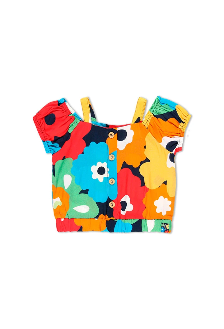 Top en viscose fleurs pour fille