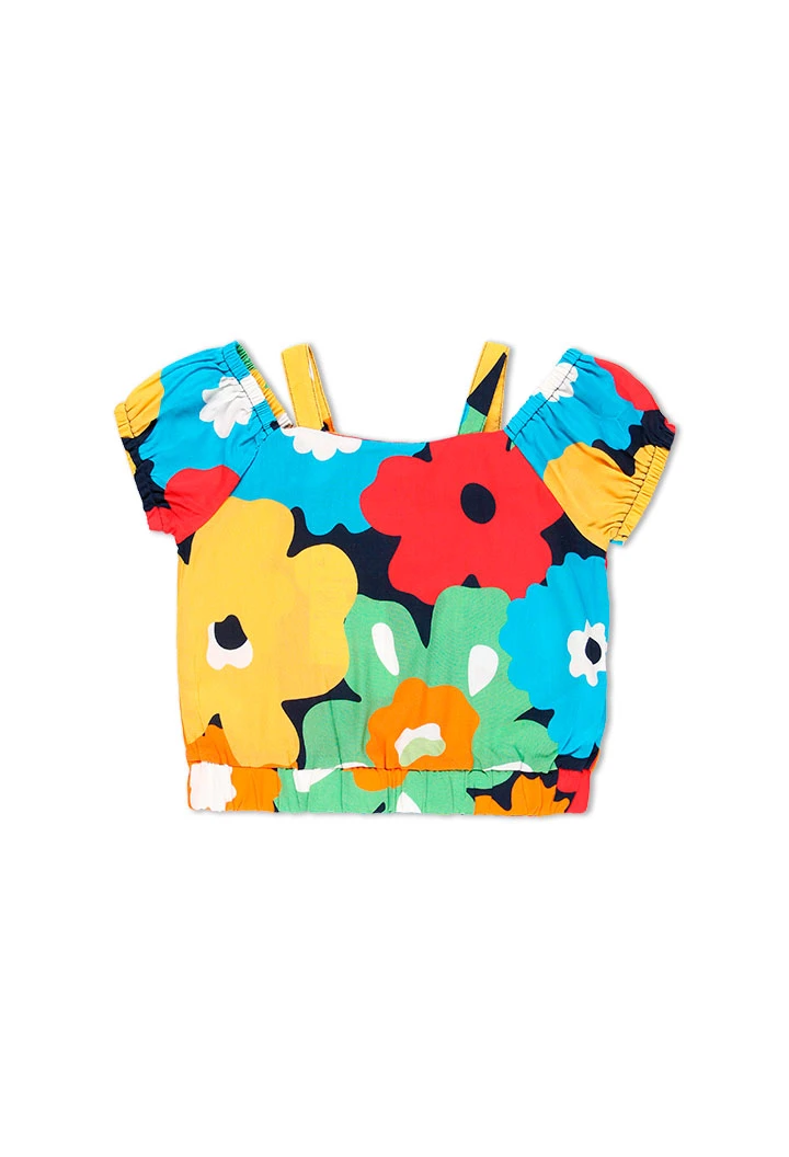 Top en viscose fleurs pour fille
