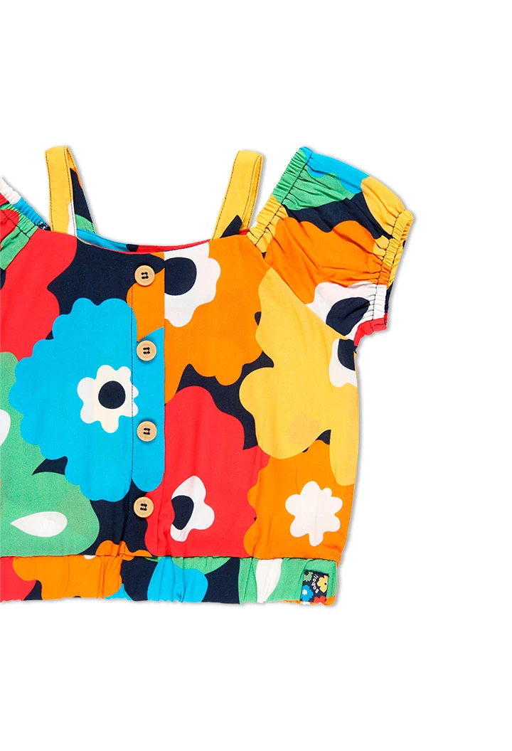 Top en viscose fleurs pour fille