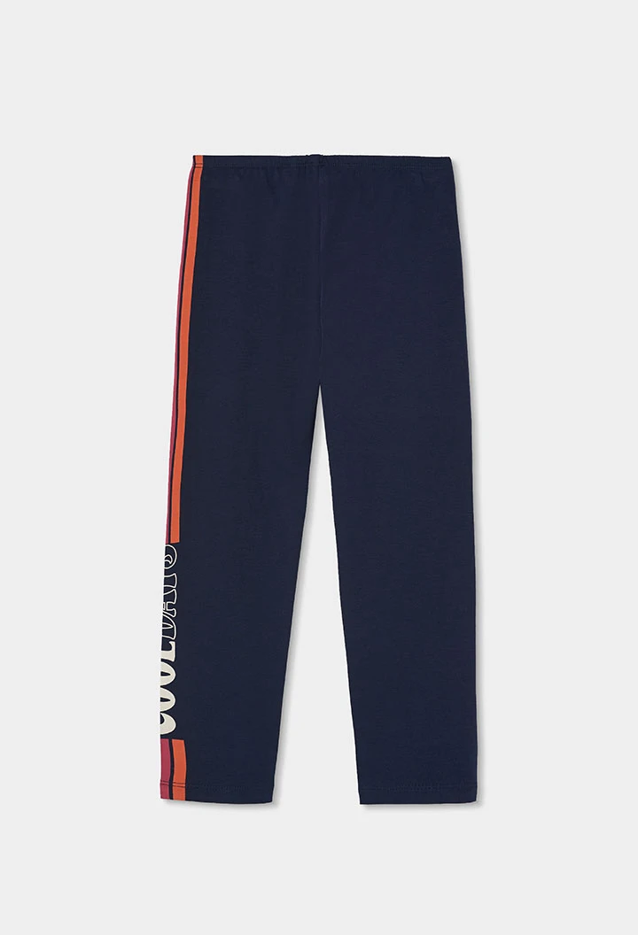 Navy blue legging with side stripe