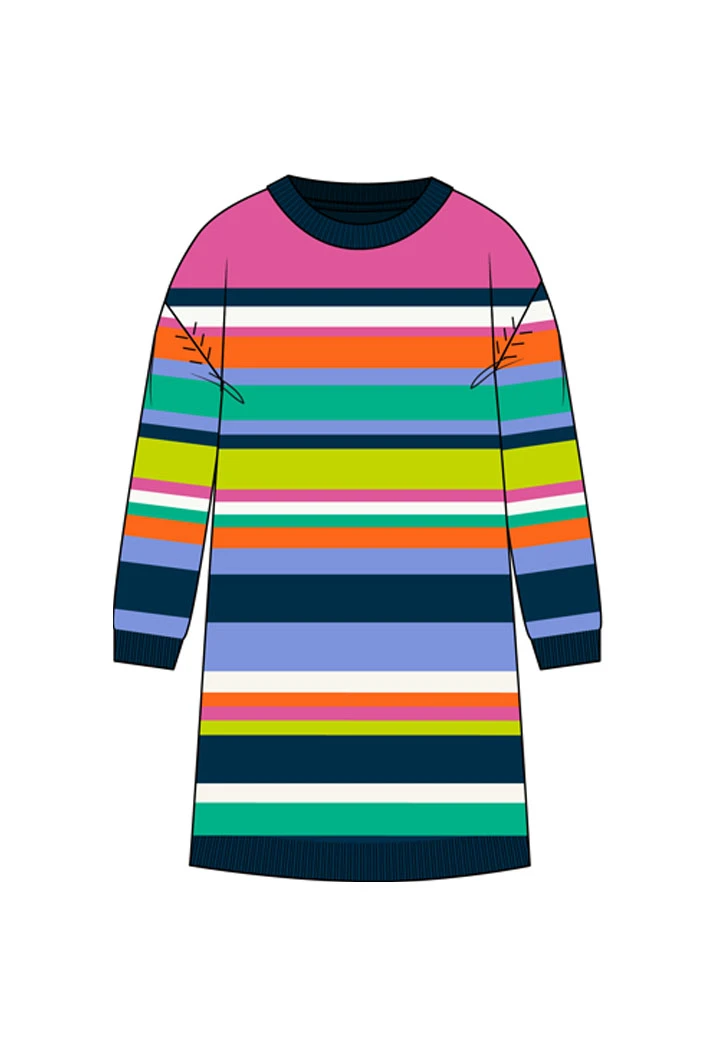 Robe fraise à rayures multicolores