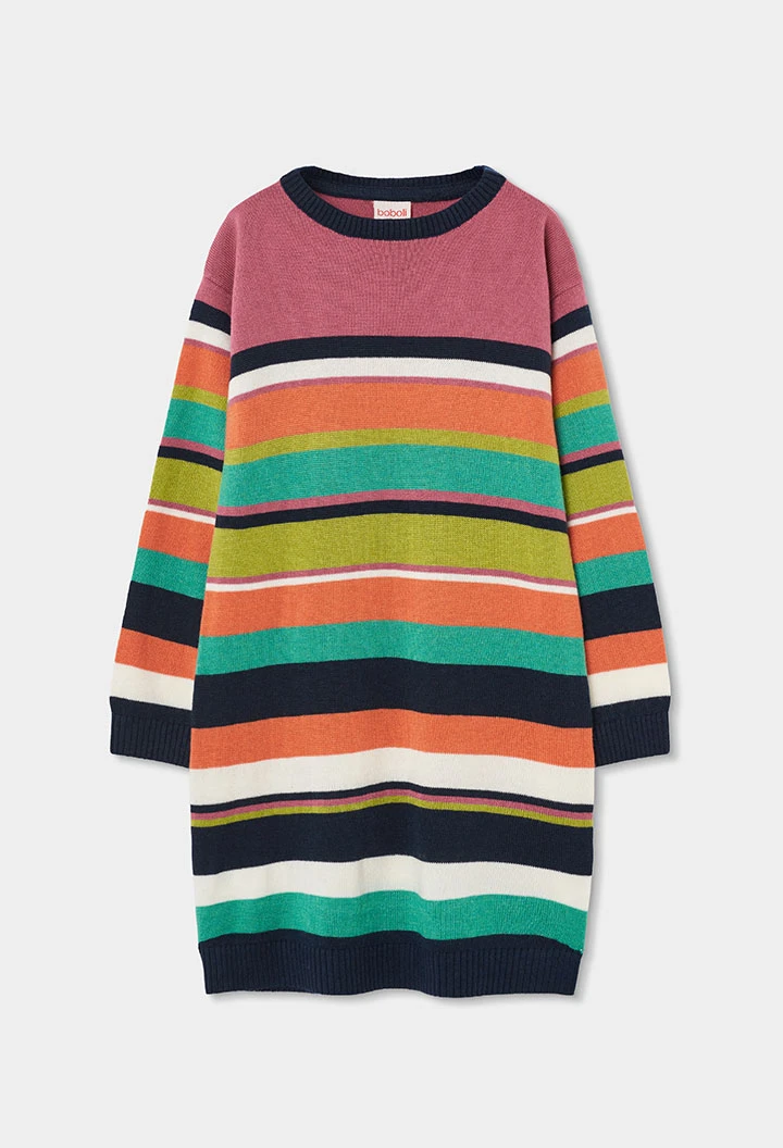 Vestito fragola a righe multicolore