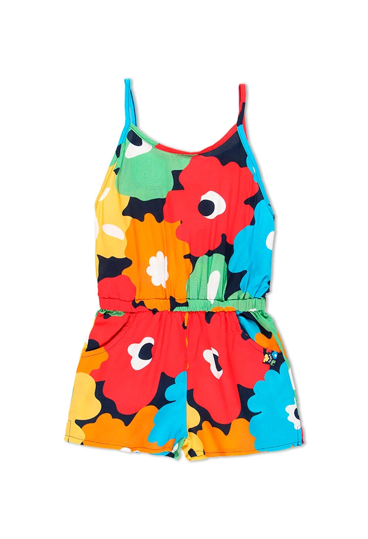 Salopette en viscose fleurs pour fille