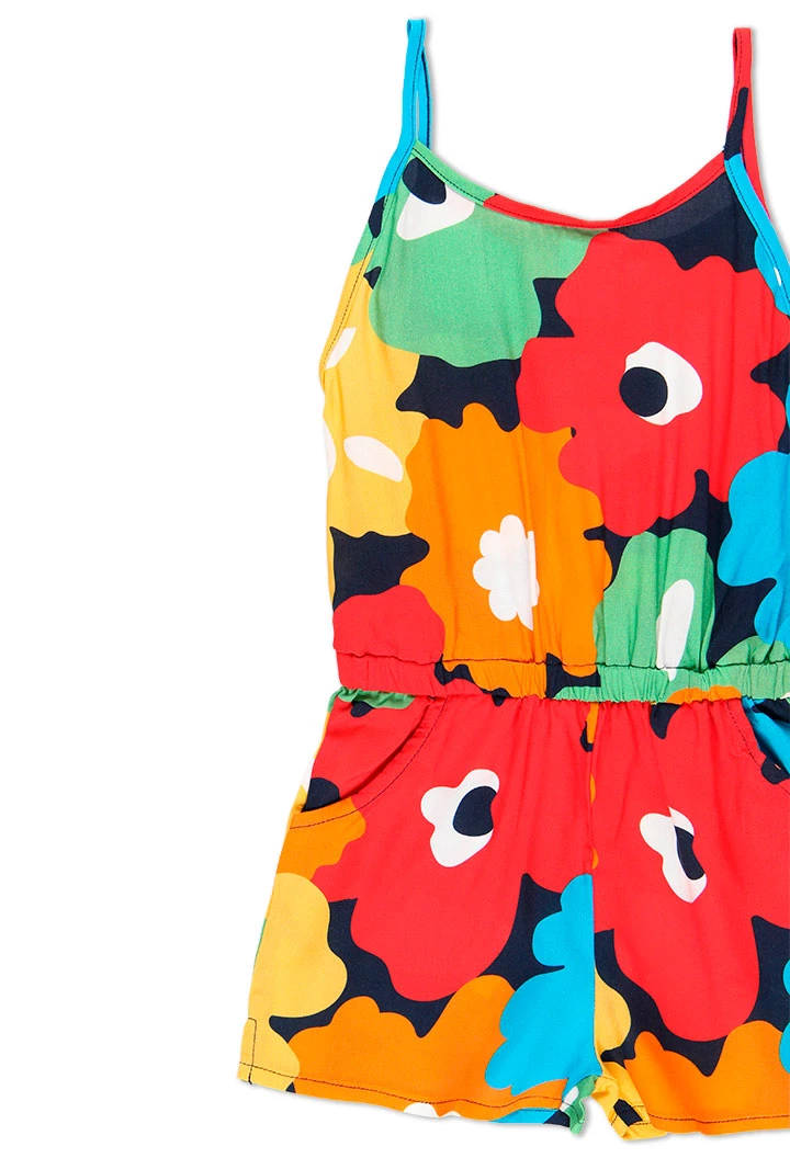 Salopette en viscose fleurs pour fille