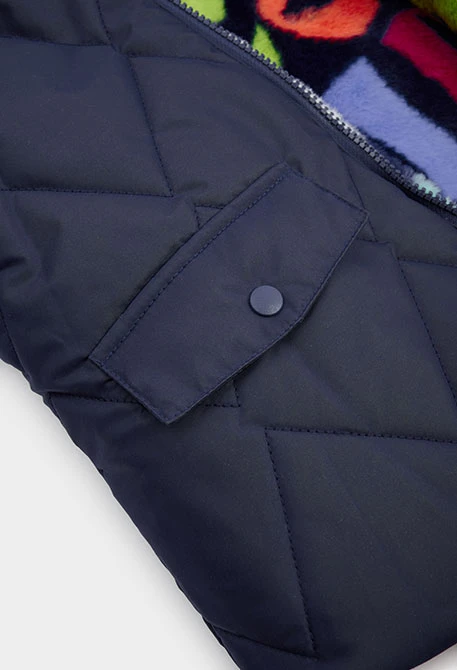 Parka nena reversible pelfa estampat lletres multicolor
