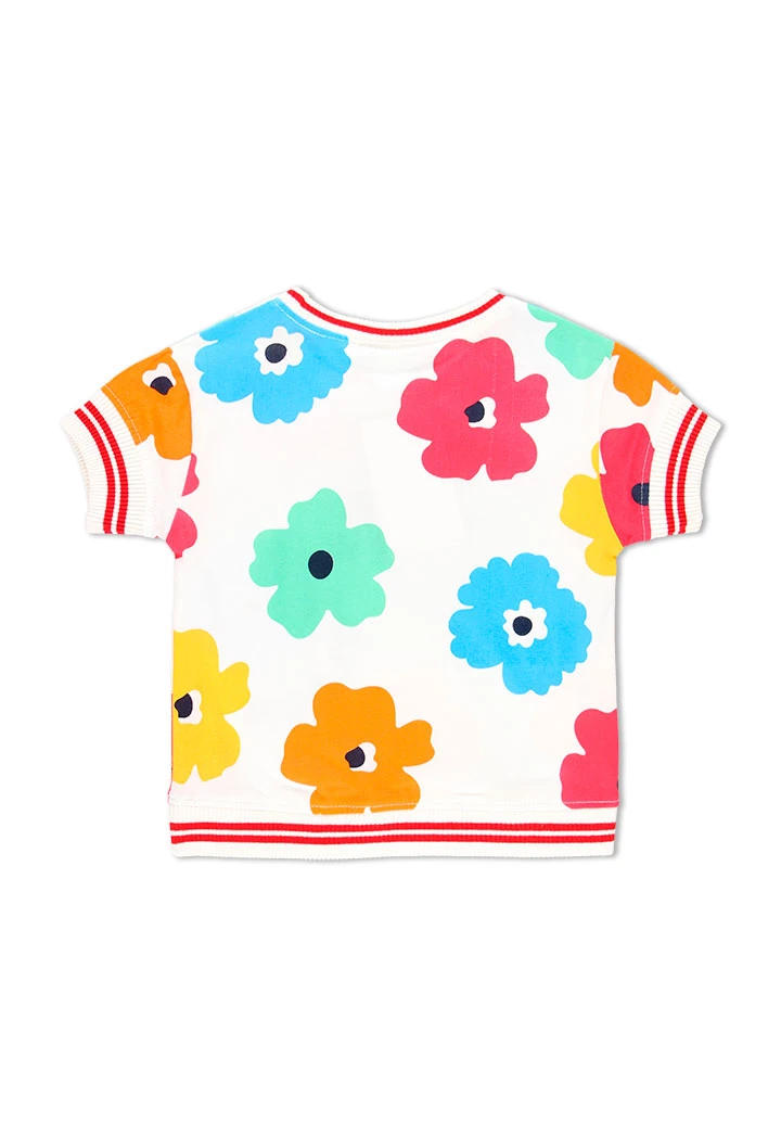 T-Shirt tricot "a fleurs" pour fille