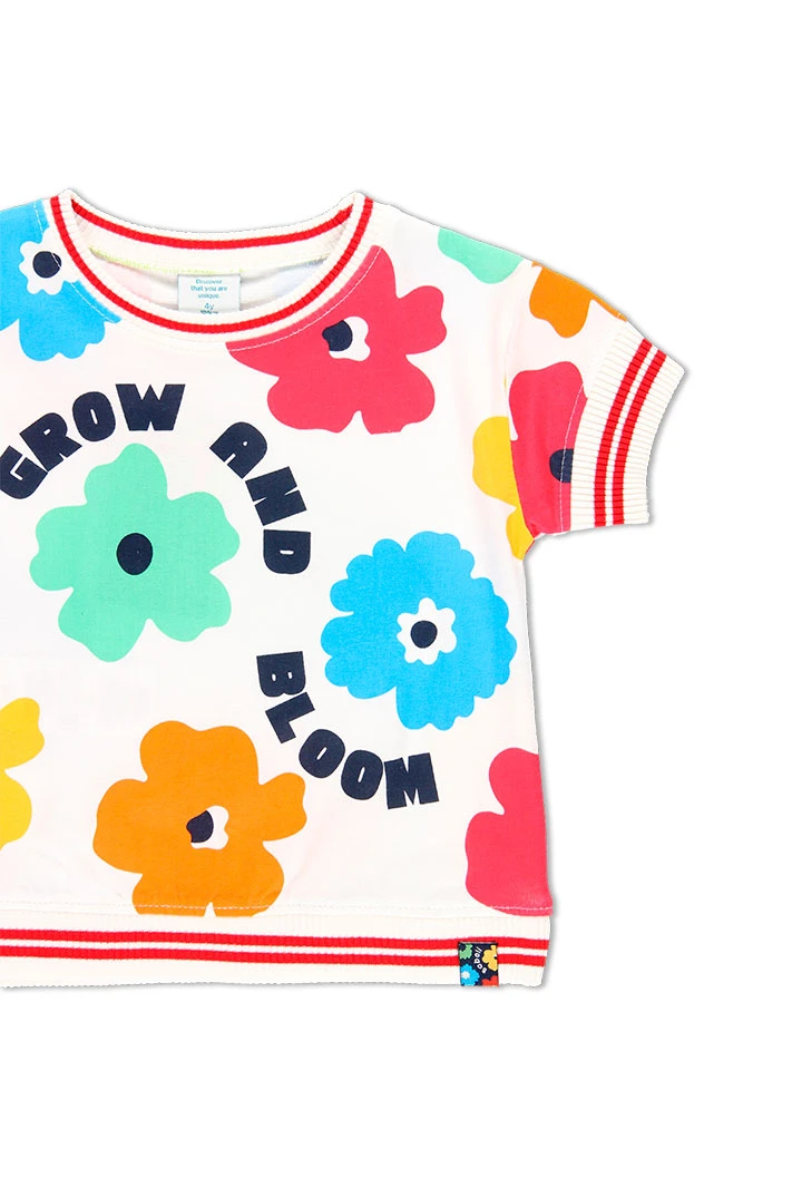 T-Shirt tricot "a fleurs" pour fille