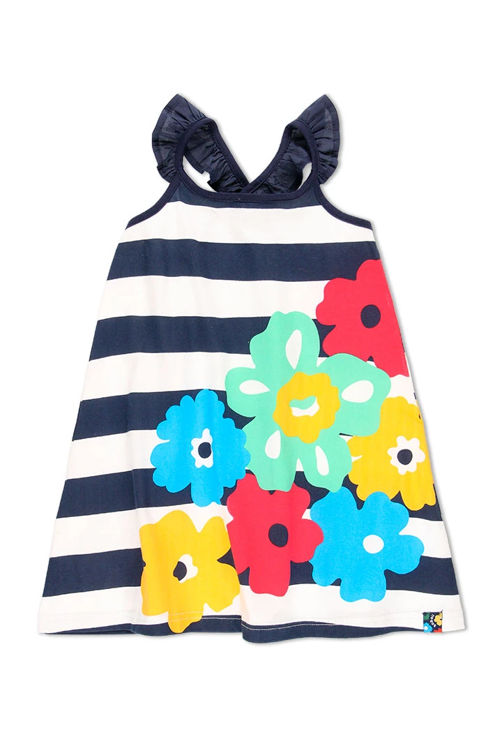 Robe fleurs et rayures pour fille