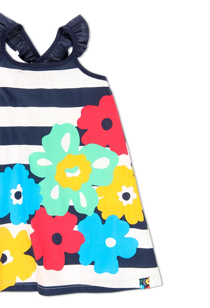 Robe fleurs et rayures pour fille