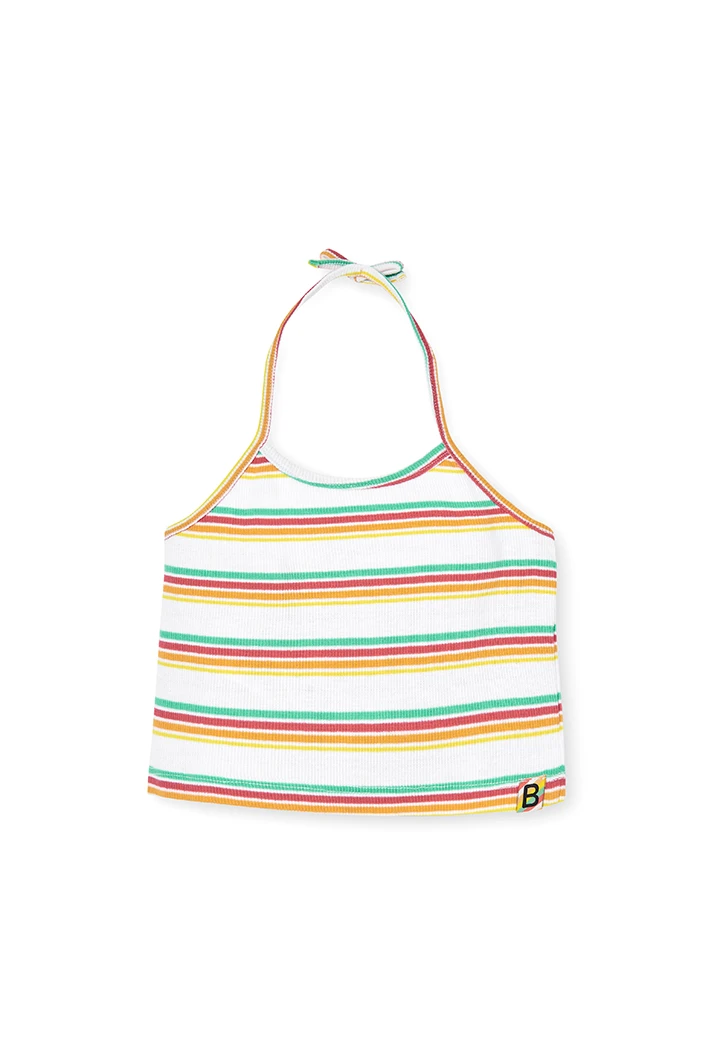 Top maille à rayures pour fille