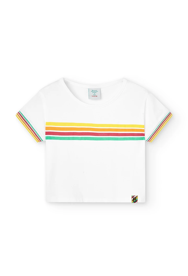 Camiseta punto corta rayas colores de niña