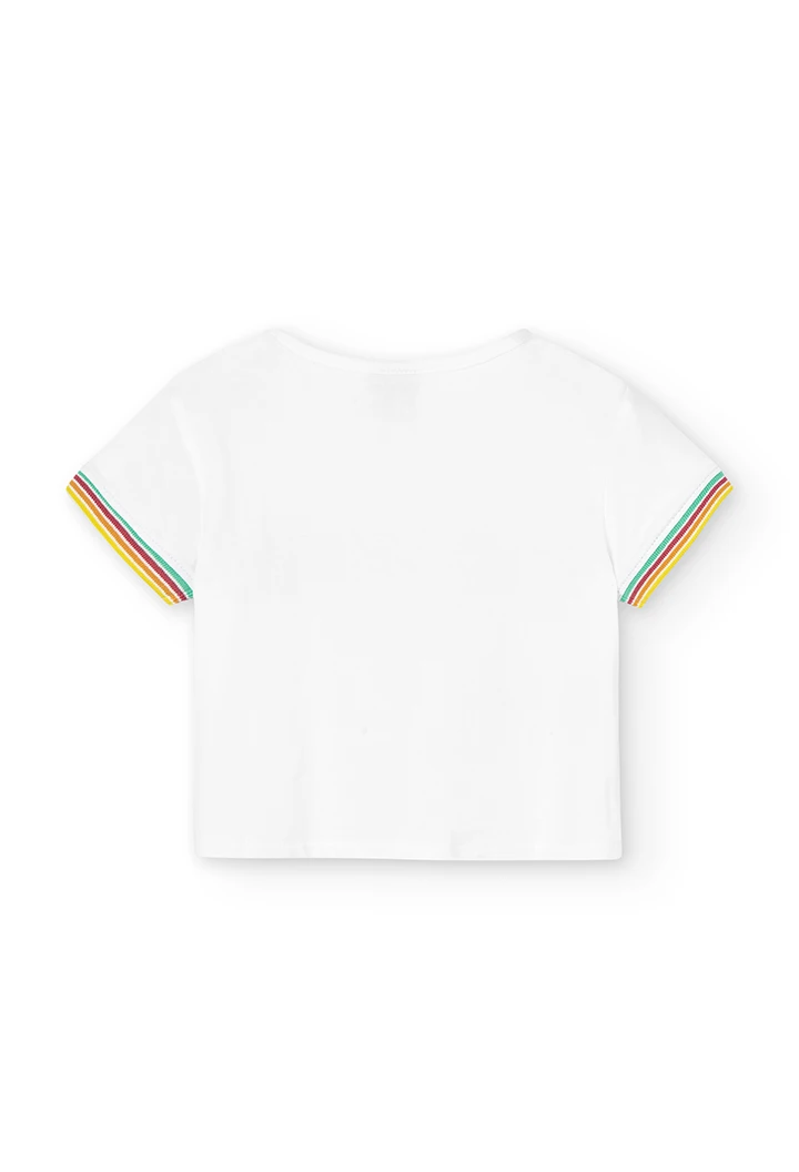 Camiseta punto corta rayas colores de niña