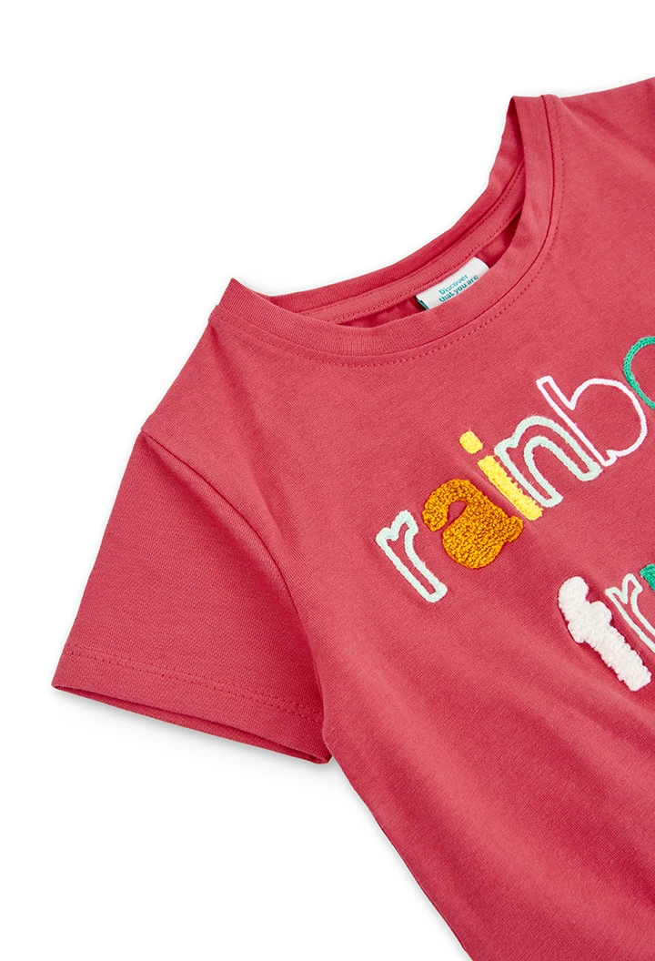 Camiseta punto elástico "rainbow" de niña
