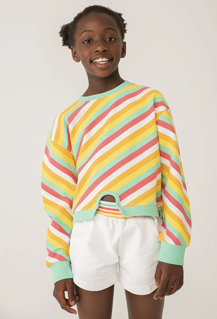 Fleece sweatshirt striped for girl